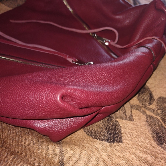 Rebecca Minkoff Tote Elegant Red Pebbled Leather Hobo Bag - Picture 4 of 12